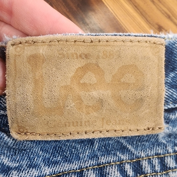 Vtg Lee Jeans Mens 33x31 Straight Leg Union Made USA Mid-rise Leather Patch - Picture 3 of 13